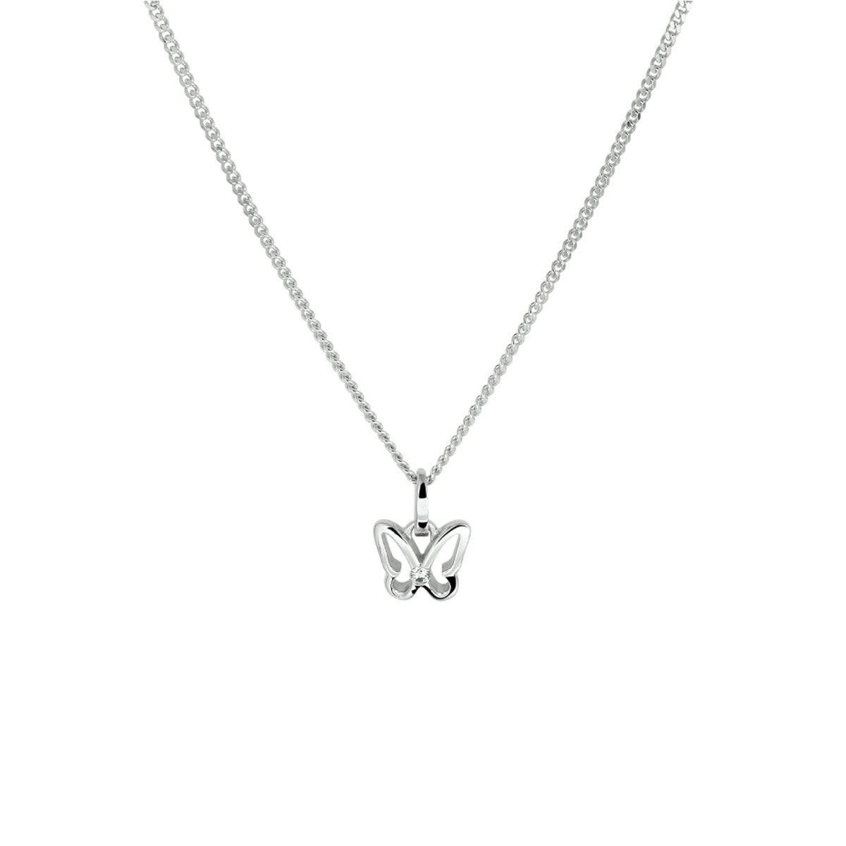 zilver gerhodineerd collier vlinder zirkonia 36 + 4 cm 1329934 - PansiteNederland.nl