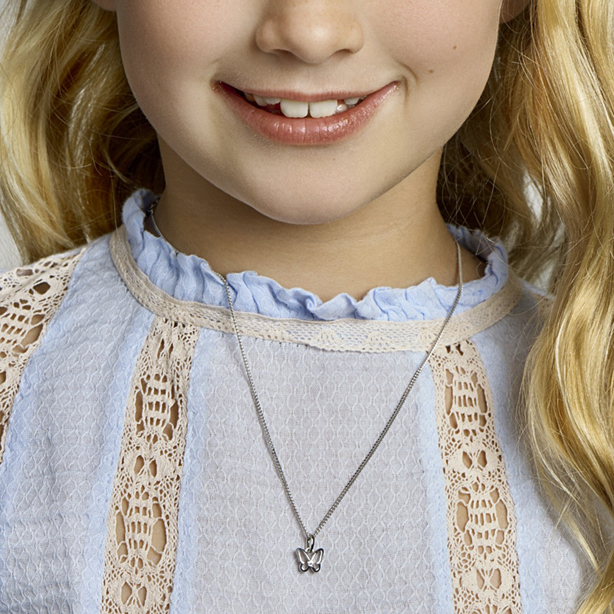 zilver gerhodineerd collier vlinder zirkonia 36 + 4 cm 1329934 - PansiteNederland.nl