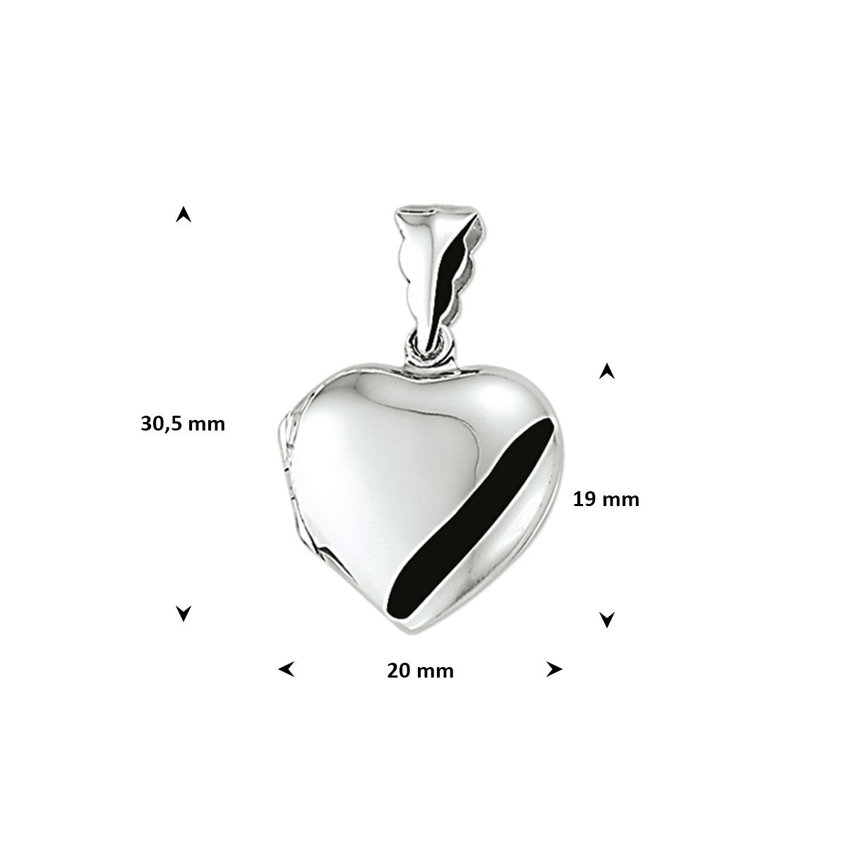 Medaillon hart 19 mm zilver