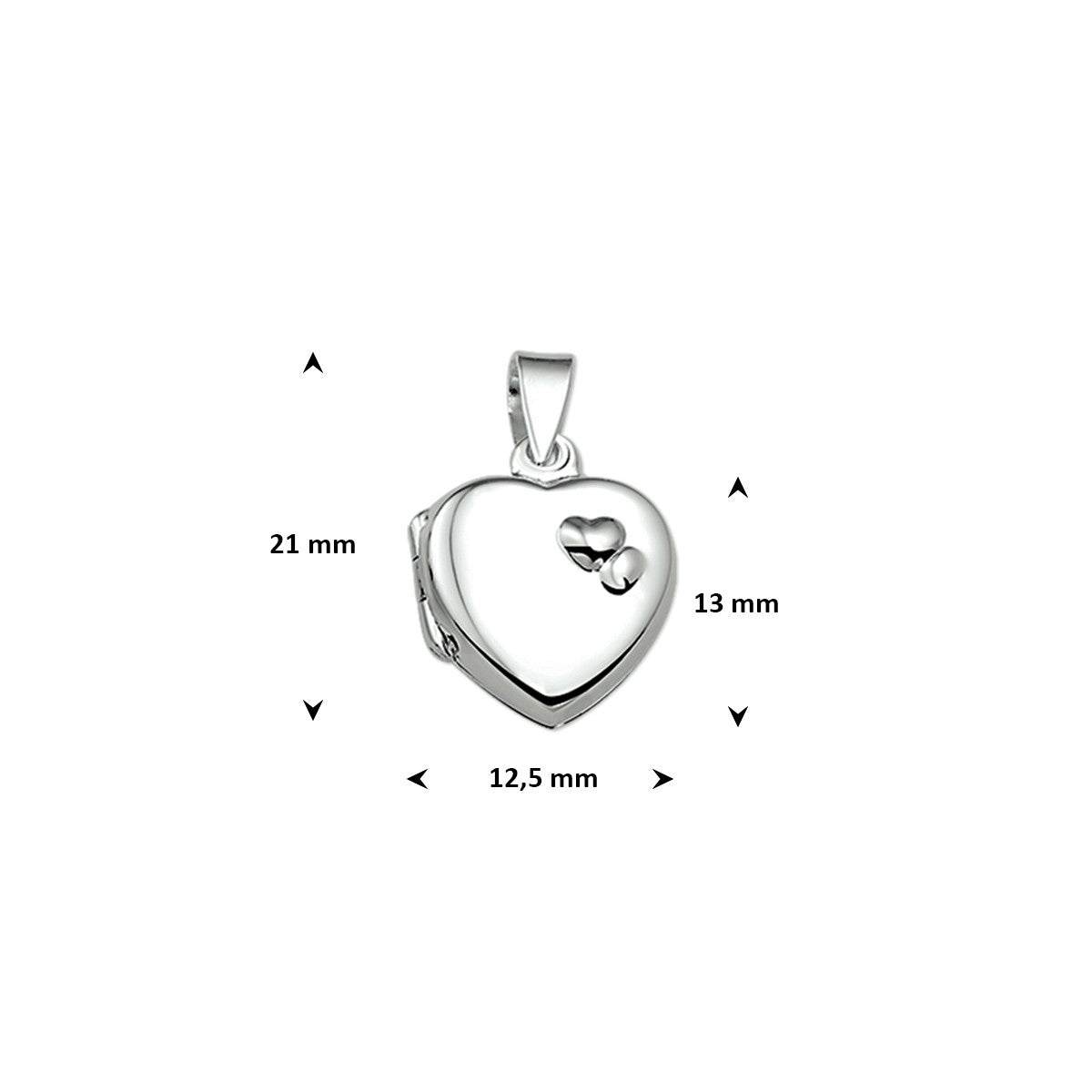 Medaillon hart 13 mm gerhodineerd zilver – 1329970