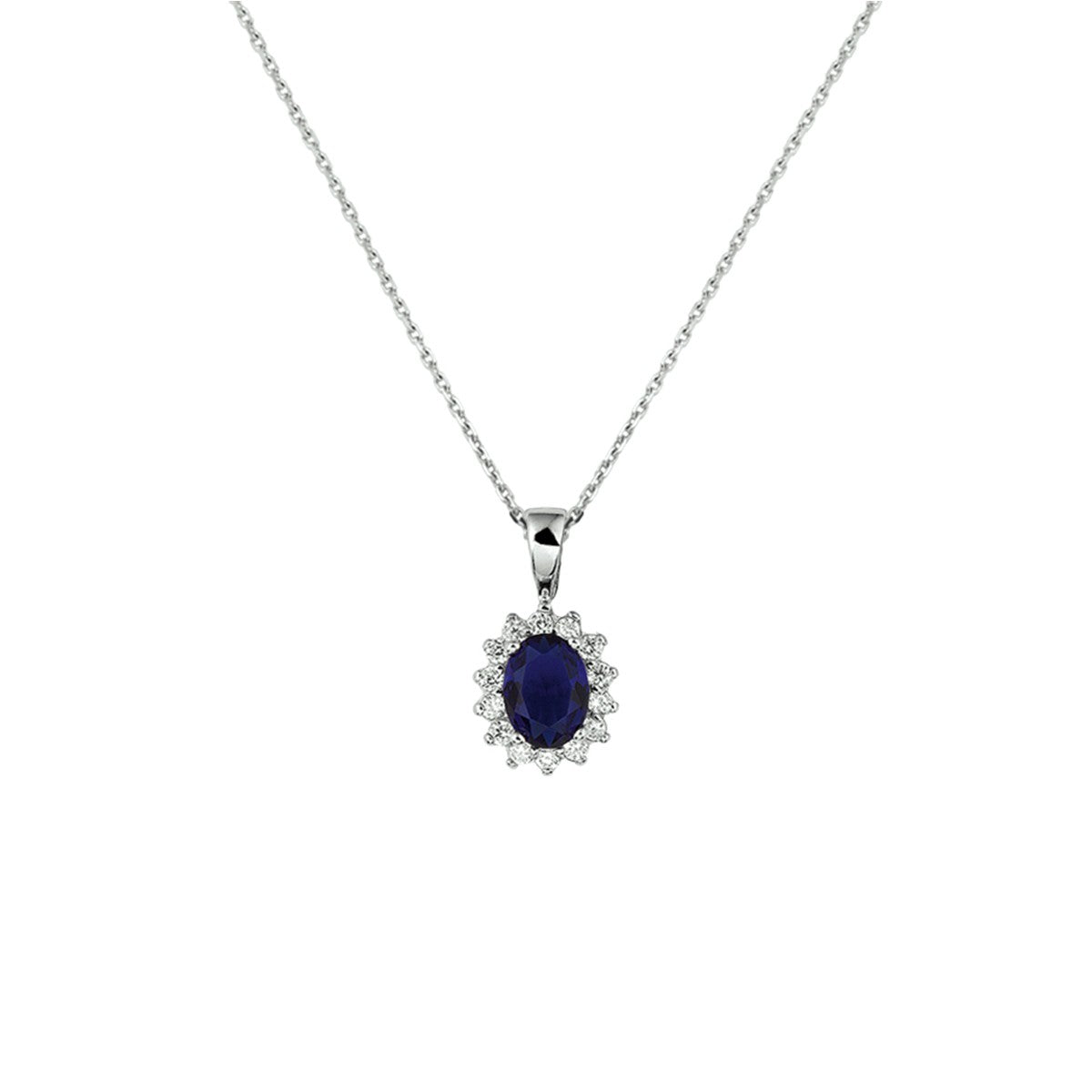 zilver gerhodineerd collier zirkonia en synth. saffier 41+4 cm 1330137 - PansiteNederland.nl