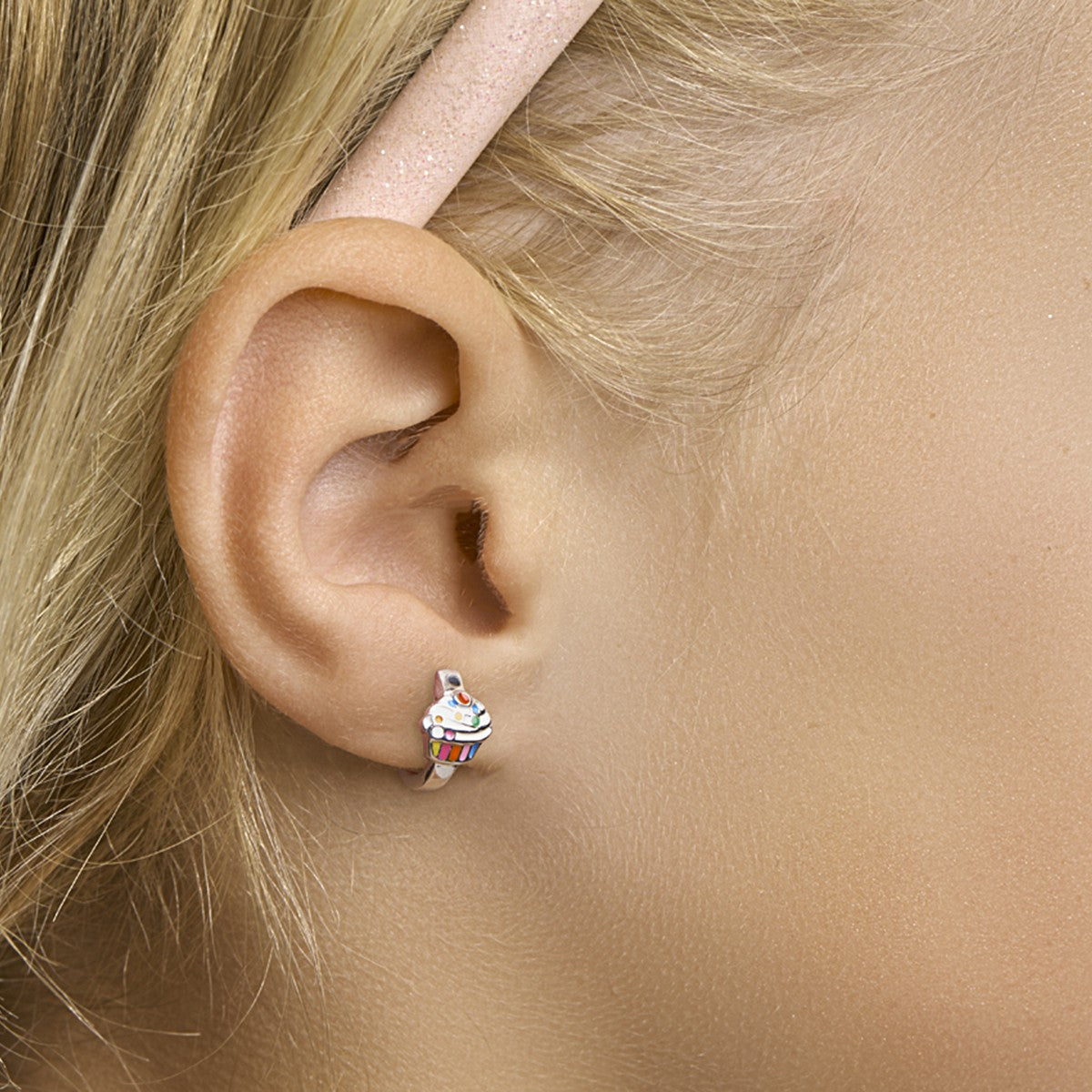 Zilver Gerhodineerd Klapoorringen Cupcake 1330157 - PansiteNederland.nl