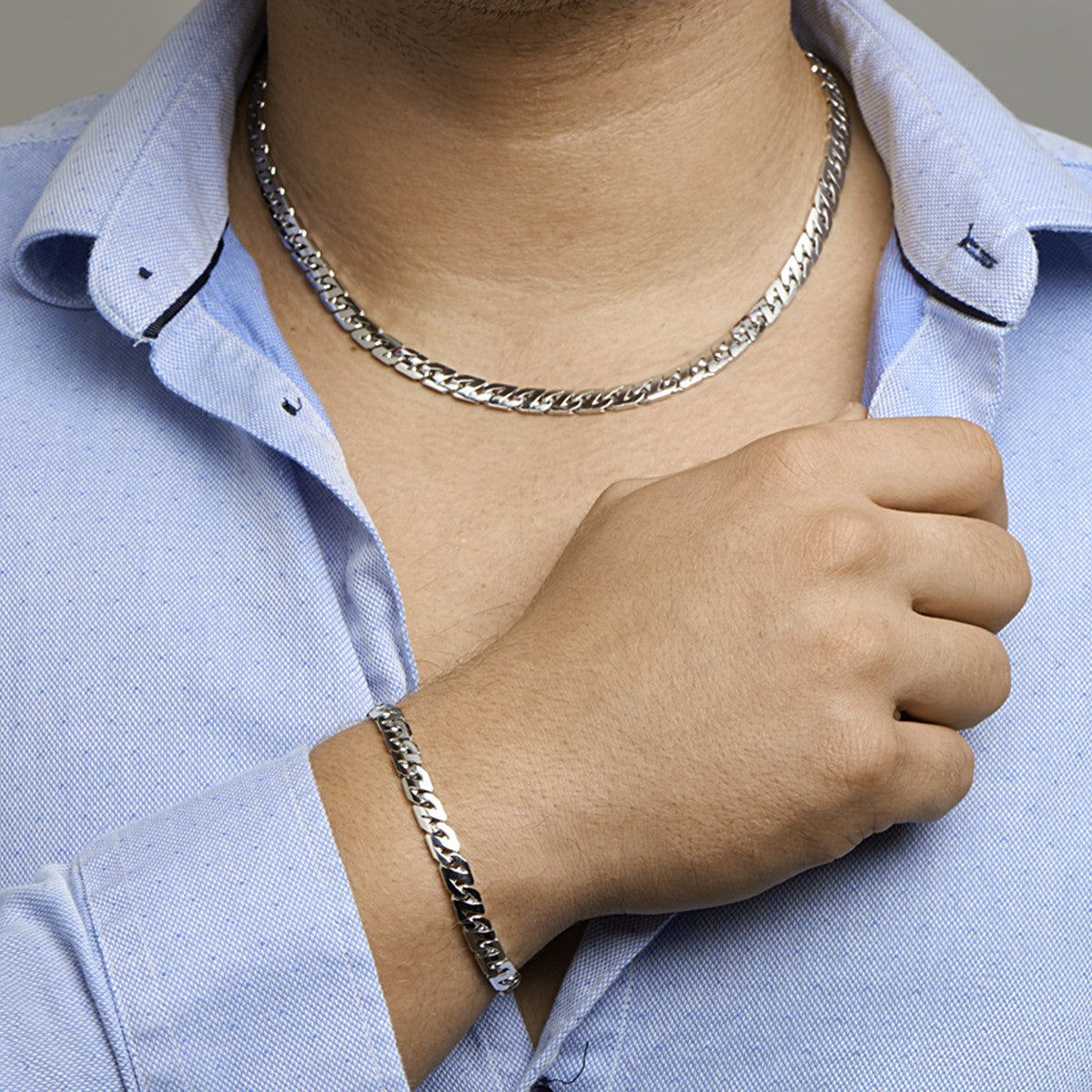Zilver Gerhodineerd Collier Gourmette 6,6 mm 1330182 - PansiteNederland.nl