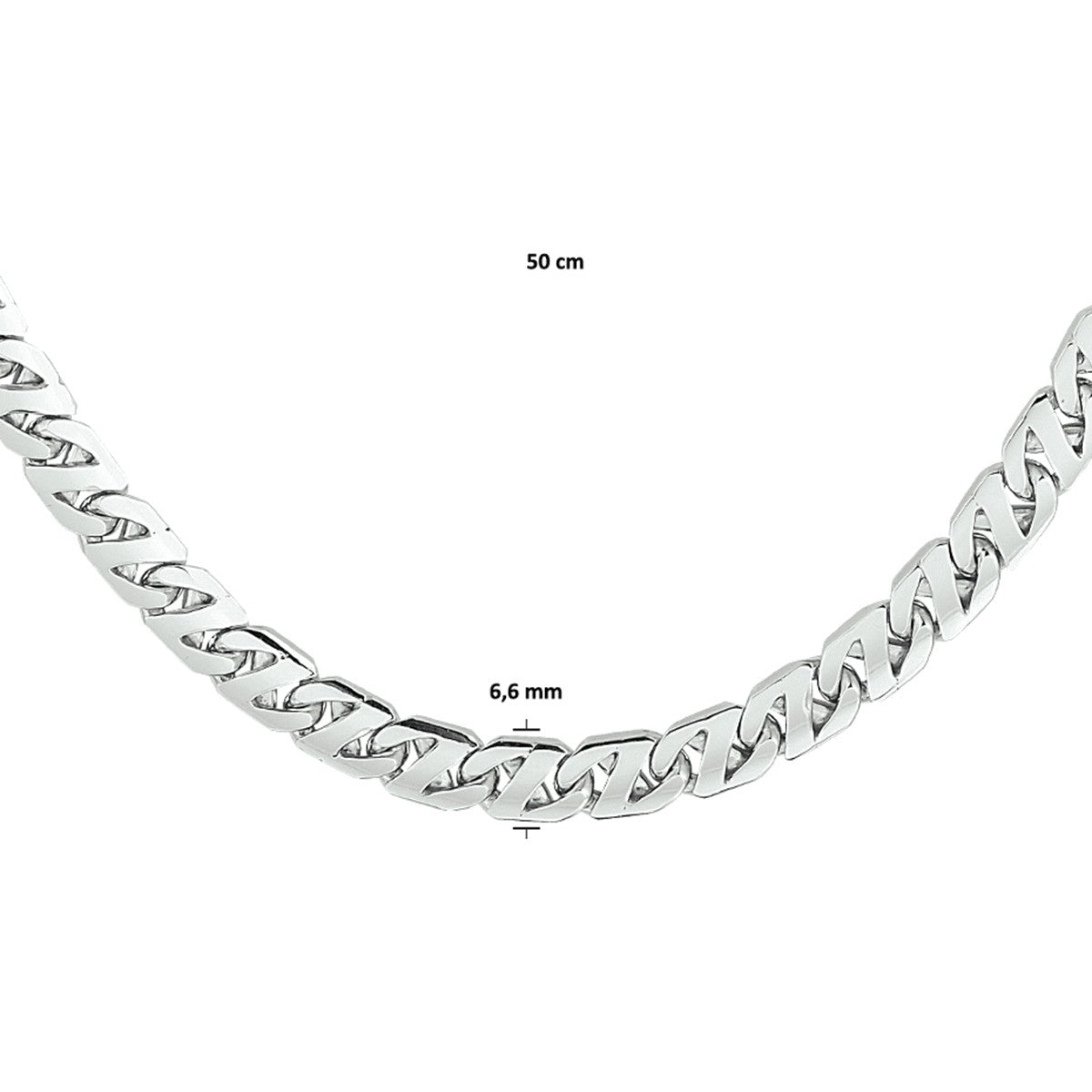 Zilver Gerhodineerd Collier Gourmette 6,6 mm 1330182 - PansiteNederland.nl
