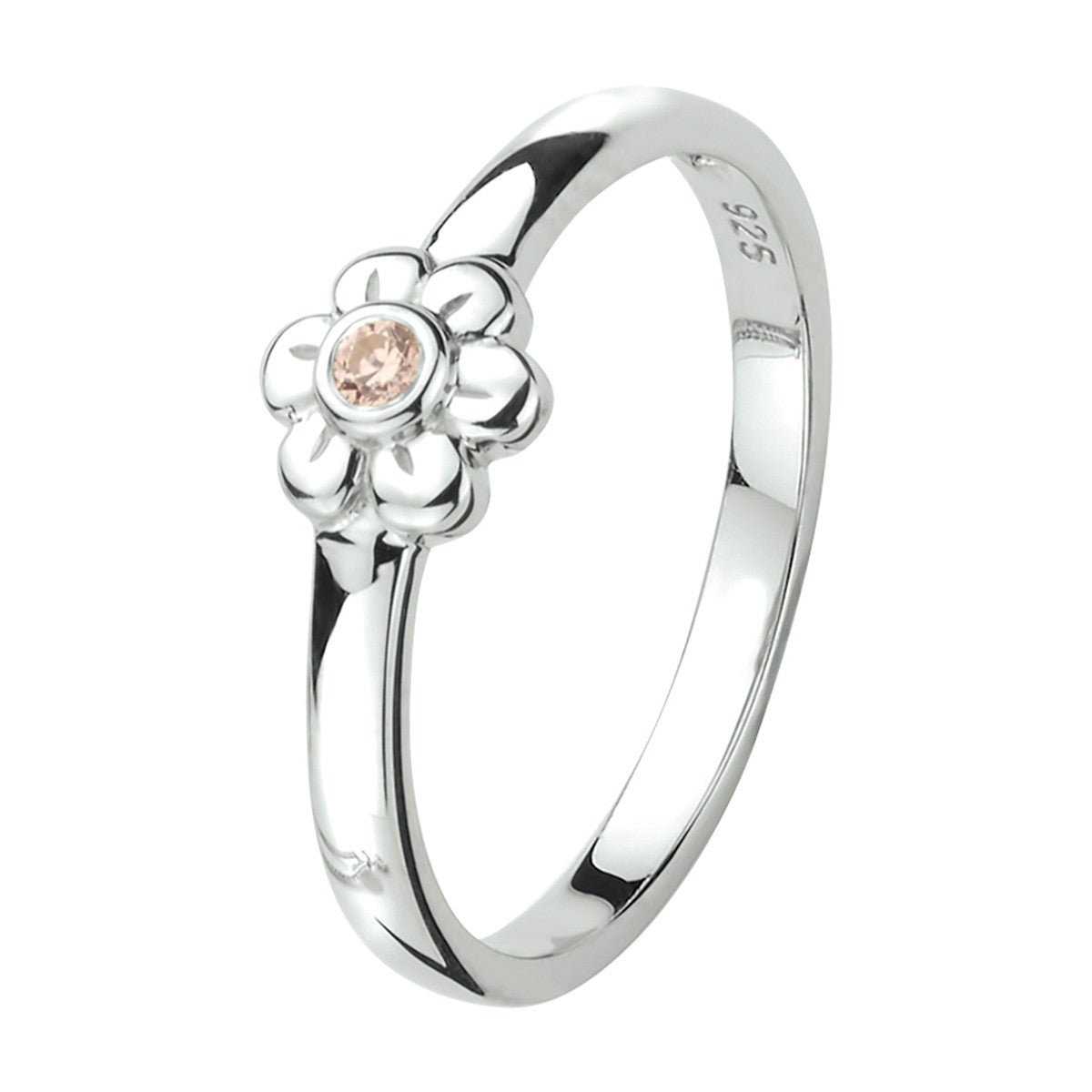 Gerhodineerd Zilver Ring Bloem Roze Met Zirkonia 1330231 - PansiteNederland.nl
