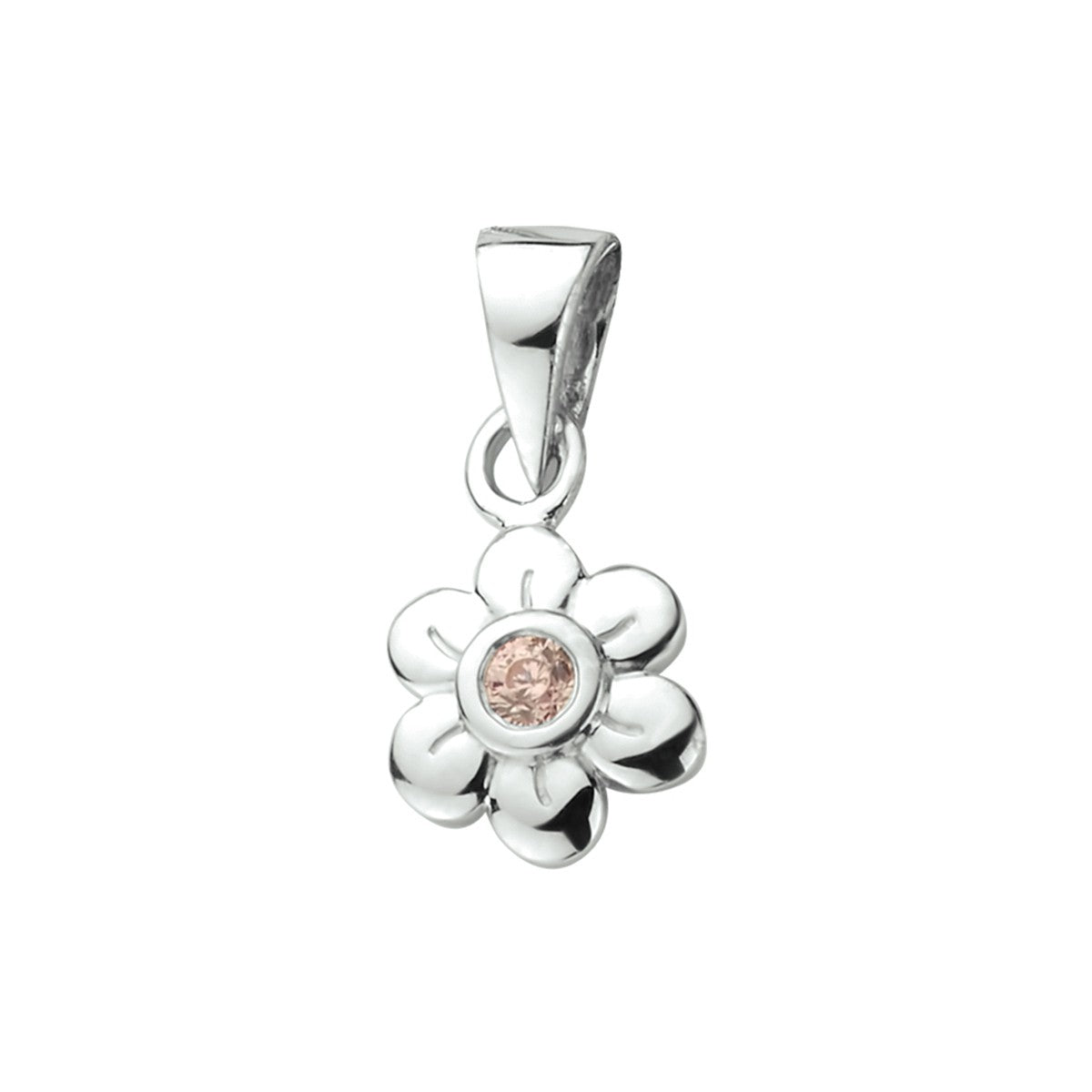 zilver gerhodineerd hanger bloem roze zirkonia 1330245 - PansiteNederland.nl