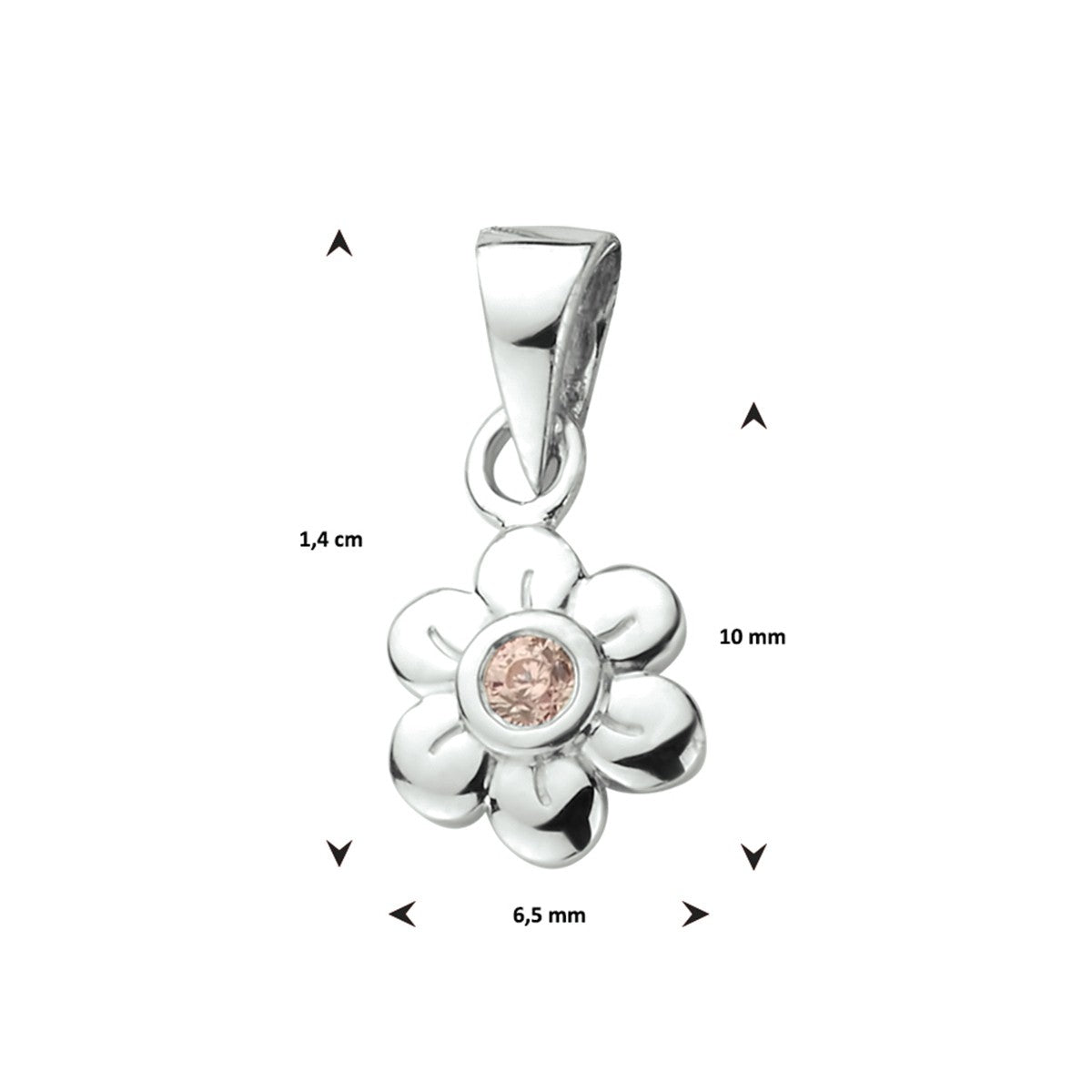 zilver gerhodineerd hanger bloem roze zirkonia 1330245 - PansiteNederland.nl
