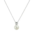 zilver gerhodineerd collier parel en zirkonia 42 + 3 cm 1330505