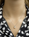 zilver gerhodineerd collier parel en zirkonia 42 + 3 cm 1330505
