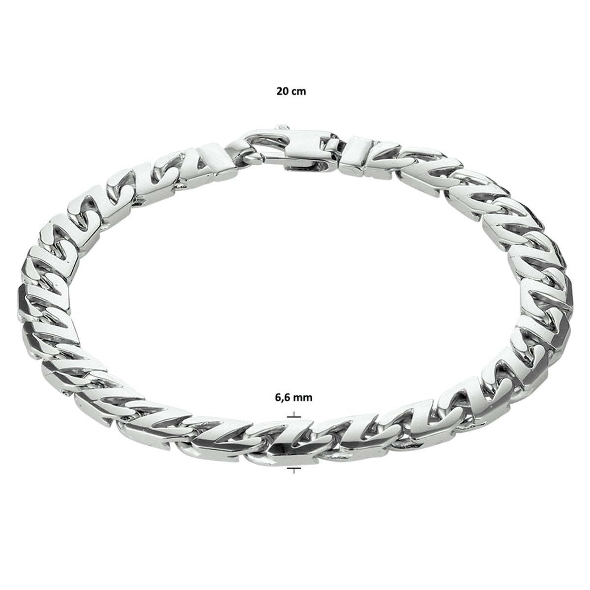 armband gourmette 6,6 mm zilver gerhodineerd - PansiteNederland.nl