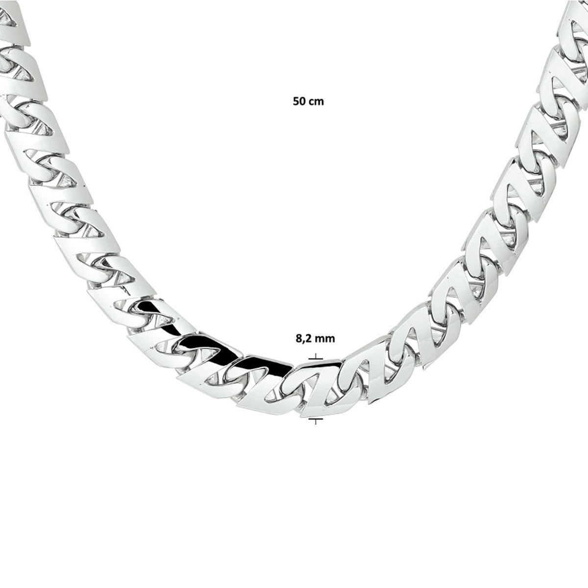 Zilver Gerhodineerd Collier Gourmette 8,2 mm 1330510