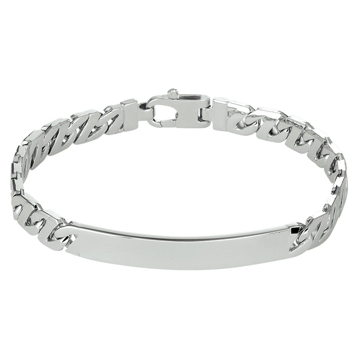 graveerarmband gourmette plaat 6,5 mm zilver gerhodineerd - PansiteNederland.nl