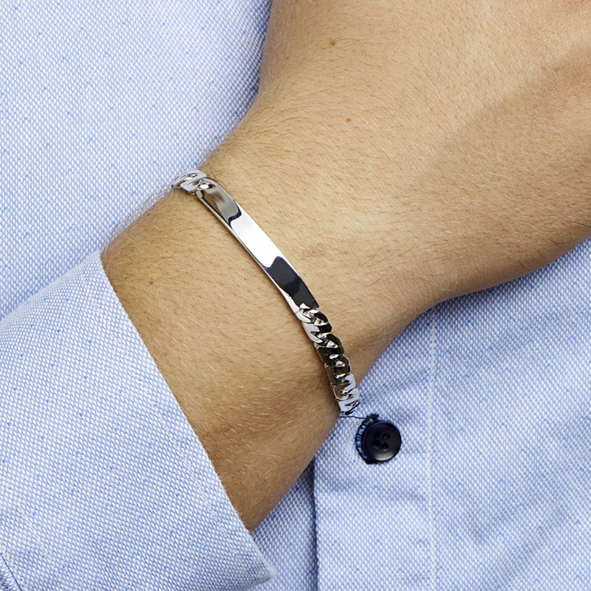 graveerarmband gourmette plaat 6,5 mm zilver gerhodineerd - PansiteNederland.nl