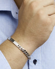 Zilver Gerhodineerd Graveerarmband Gourmette 6-Zijdes Geslepen Plaat 7,0 Mm 20,5 Cm 1330516 - PansiteNederland.nl