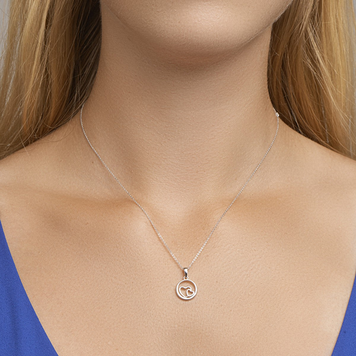 zilver gerhodineerd hanger rondje en harten 1330818 - PansiteNederland.nl
