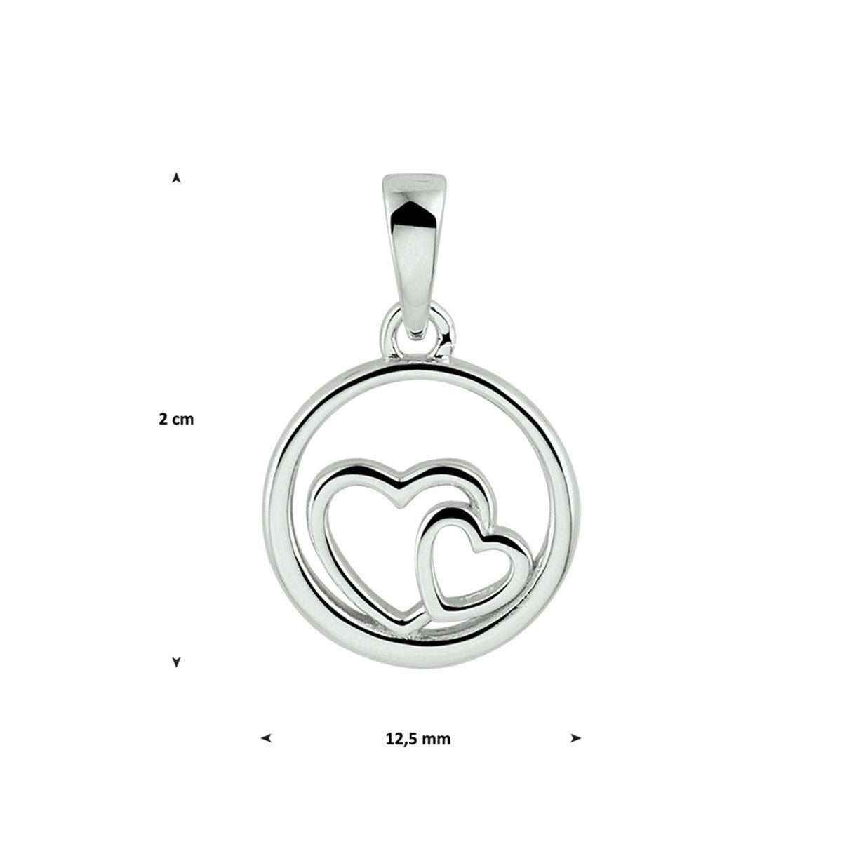zilver gerhodineerd hanger rondje en harten 1330818 - PansiteNederland.nl