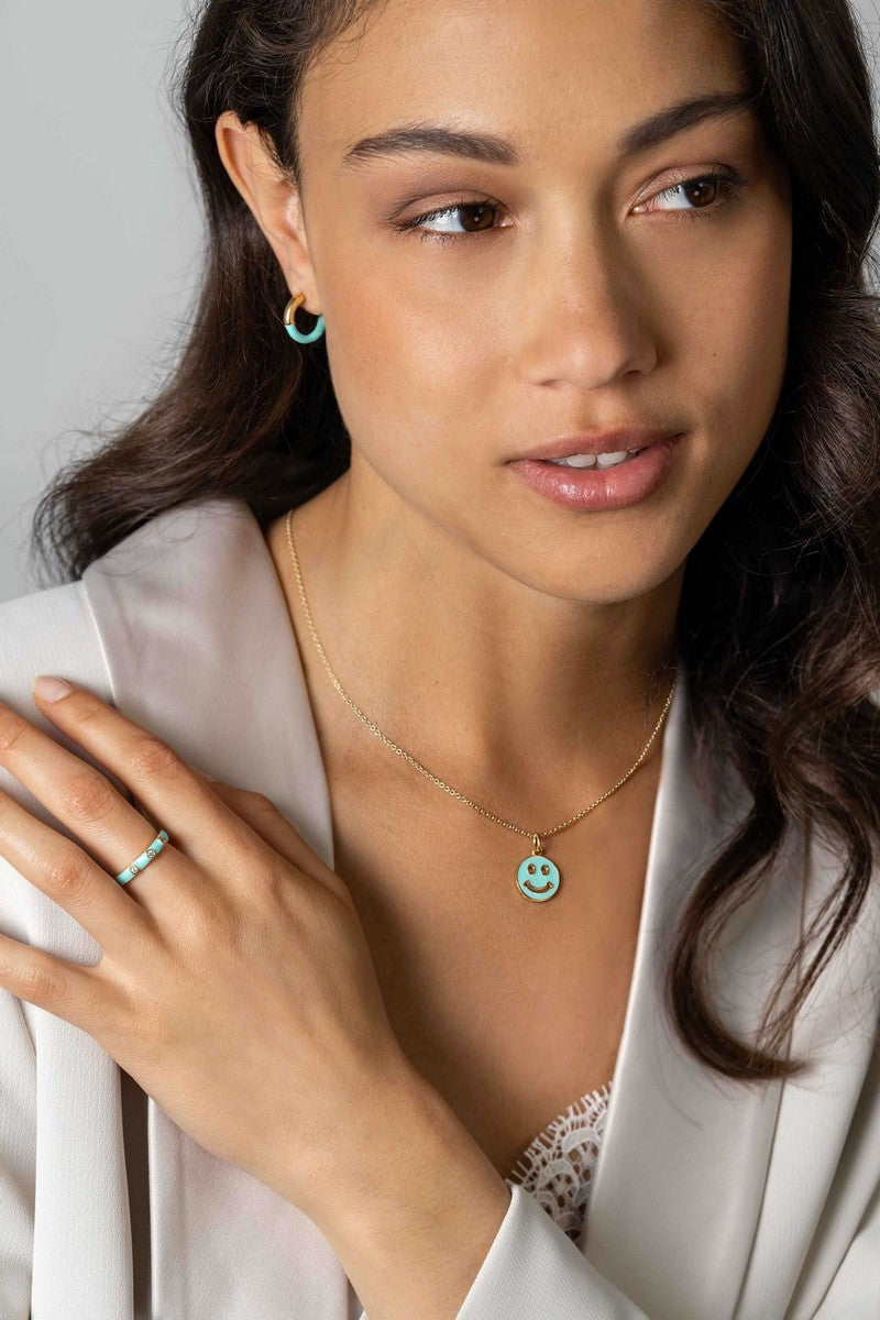 Zinzi gold plated zilveren trendy oorsieraden 16mm half emaille turquoise ZIO2315T - PansiteNederland.nl