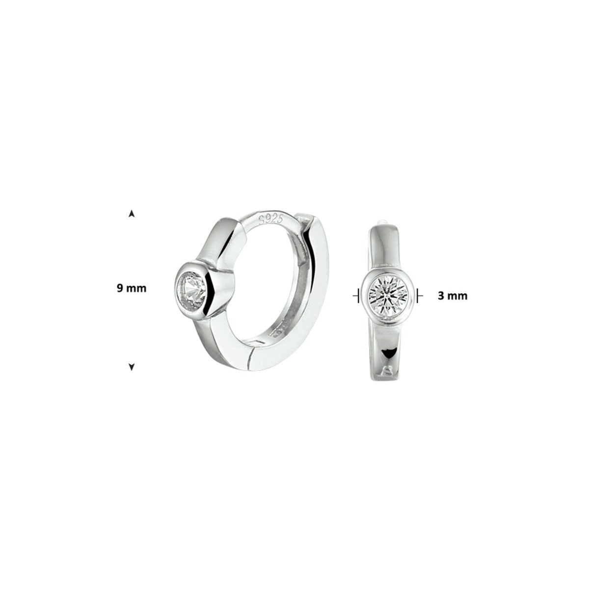 Zilver Gerhodineerd Klapoorringen Zirkonia 1331370 - PansiteNederland.nl