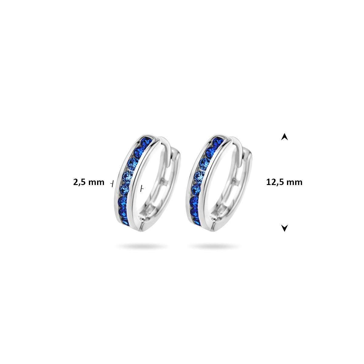 Oorbellen synth. saffier 12,5 mm zilver