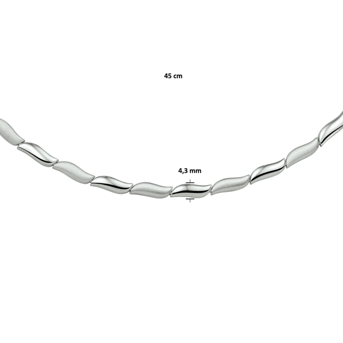 Zilveren ketting poli/mat 4,3 mm 45 cm - 1331937
