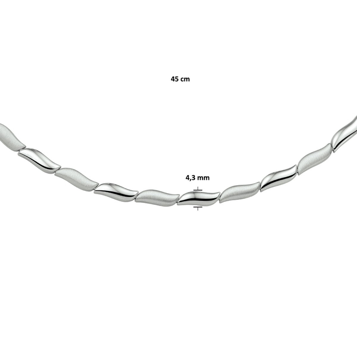 Zilveren ketting poli/mat 4,3 mm 45 cm - 1331937 - PansiteNederland.nl