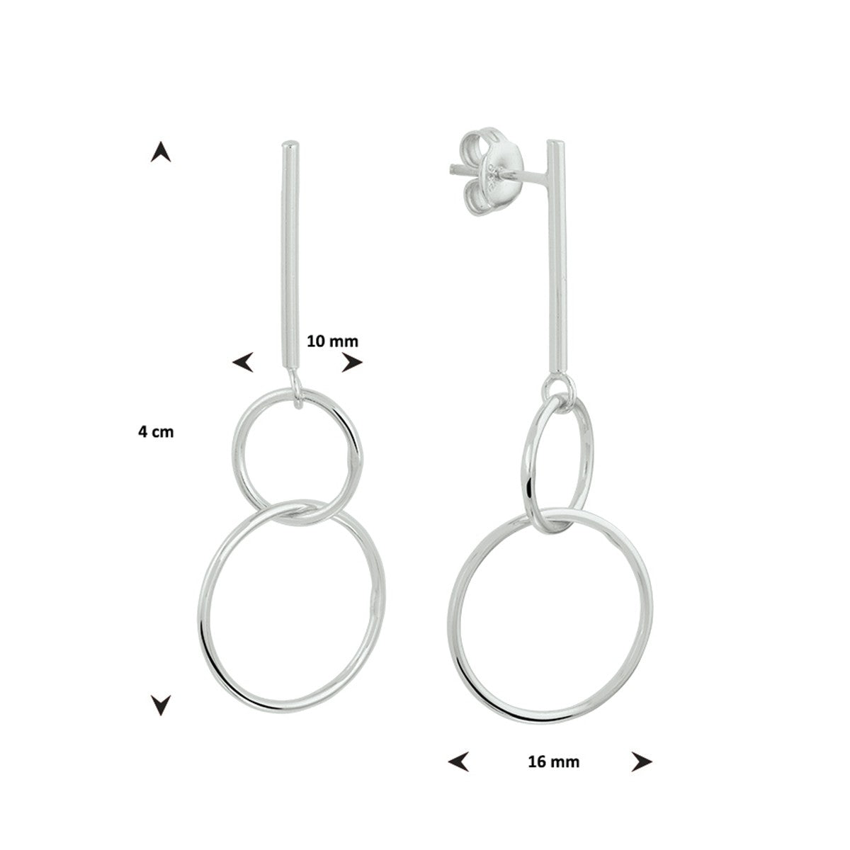 Zilver Gerhodineerd Oorhangers Rondjes 1331967 - PansiteNederland.nl