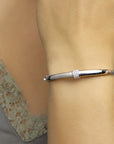 Zilver Gerhodineerd Bangle Scharnier Zirkonia 7,5 X 60 Mm 1332095