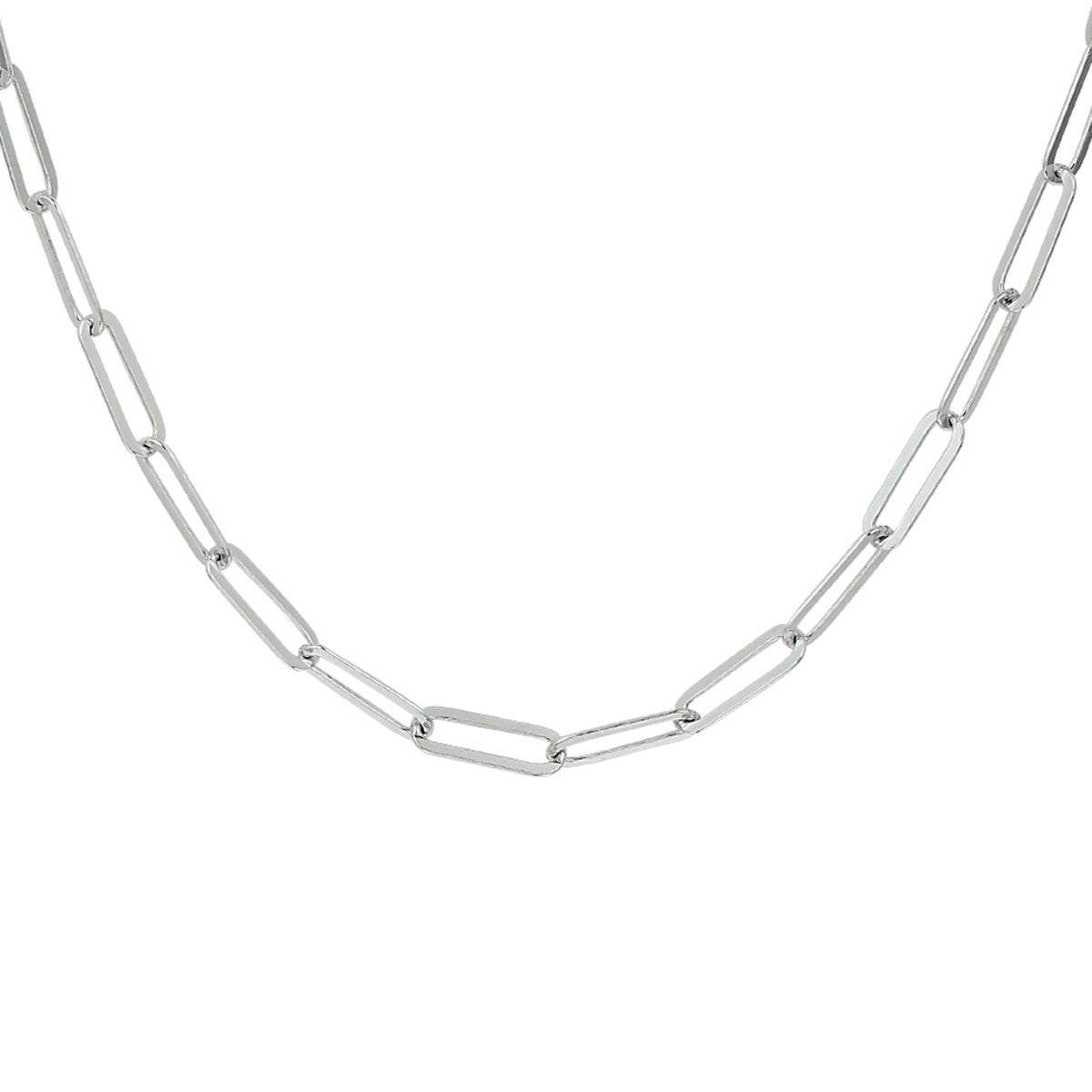 zilver gerhodineerd collier paperclip platte buis 3,8 mm 41 + 4 cm 1332107 - PansiteNederland.nl