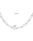 zilver gerhodineerd collier paperclip platte buis 3,8 mm 41 + 4 cm 1332107 - PansiteNederland.nl