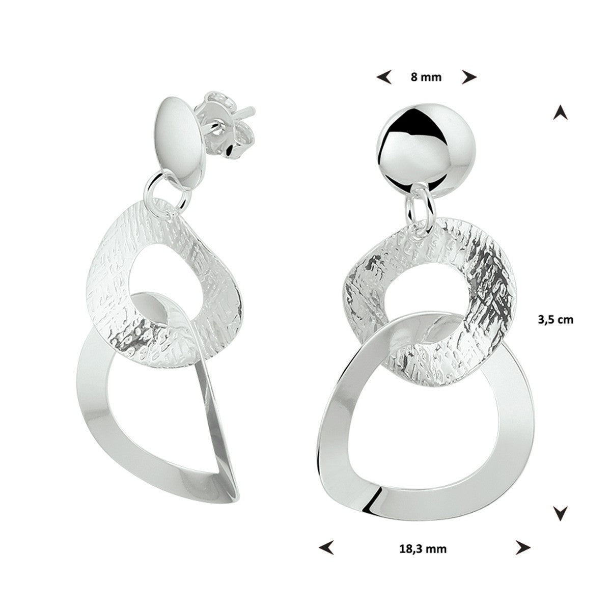 Zilver Gerhodineerd Oorhangers Rondjes 1332116 - PansiteNederland.nl