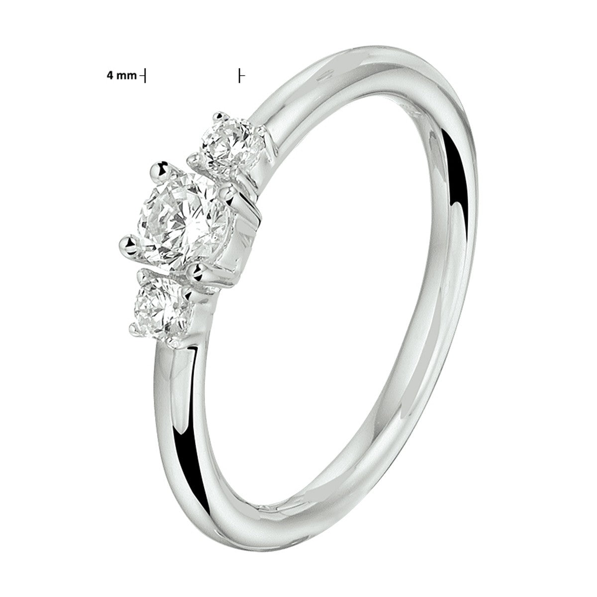 Gerhodineerd Zilver Ring Met Zirkonia 1332176 - PansiteNederland.nl