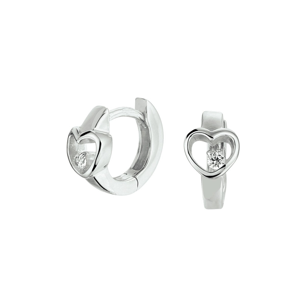 Zilver Gerhodineerd Klapoorringen Hart Zirkonia 1332215 - PansiteNederland.nl