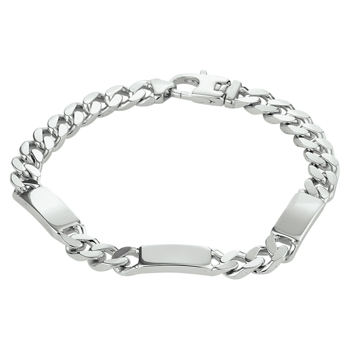Zilver Gerhodineerd Graveerarmband Gourmette 6-Zijdes Geslepen Plaat 7,0 mm 1332226 - PansiteNederland.nl
