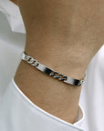 Zilver Gerhodineerd Graveerarmband Gourmette 6-Zijdes Geslepen Plaat 7,0 mm 1332226 - PansiteNederland.nl