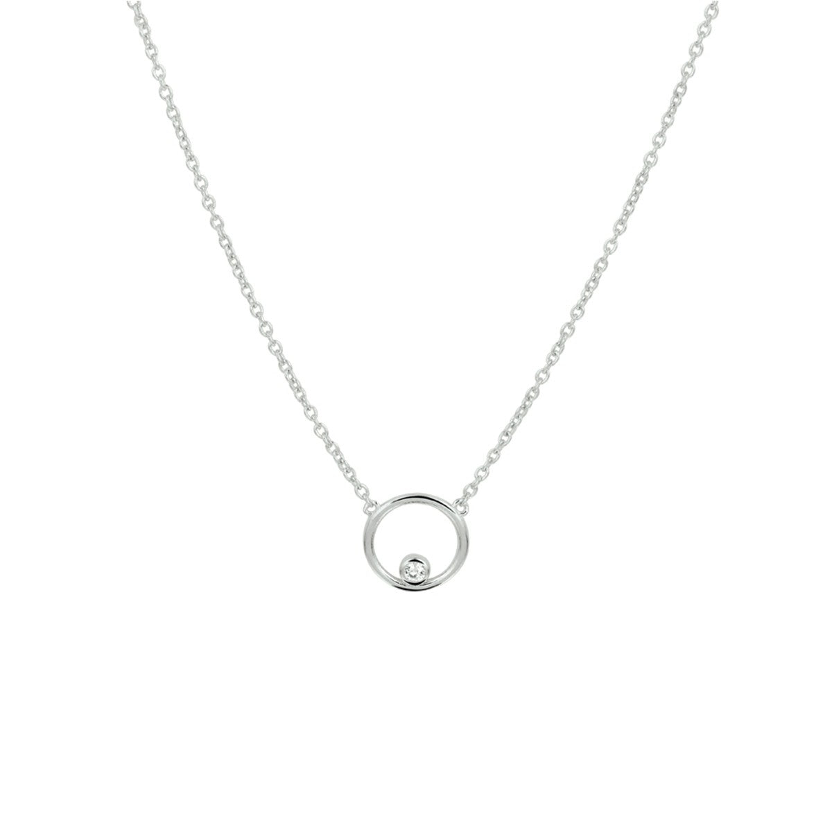 zilver gerhodineerd collier rondje zirkonia 41 + 4 cm 1332307 - PansiteNederland.nl