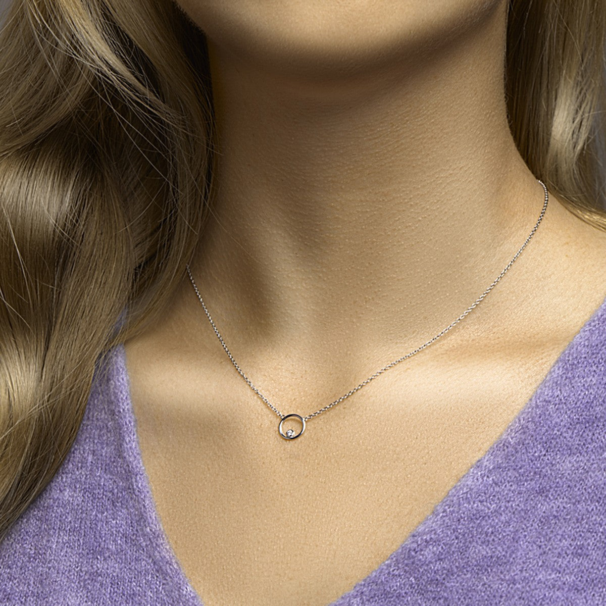 zilver gerhodineerd collier rondje zirkonia 41 + 4 cm 1332307 - PansiteNederland.nl