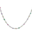 zilver gerhodineerd collier regenboog zirkonia 41 + 4 cm 1332317