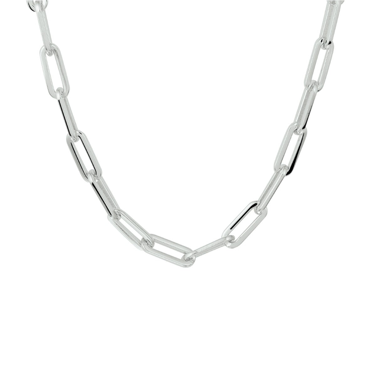 Zilver Gerhodineerd Collier Paperclip Vierkante Buis 4,5 mm 1332325 - PansiteNederland.nl