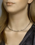 Zilver Gerhodineerd Collier Paperclip Vierkante Buis 4,5 mm 1332325 - PansiteNederland.nl