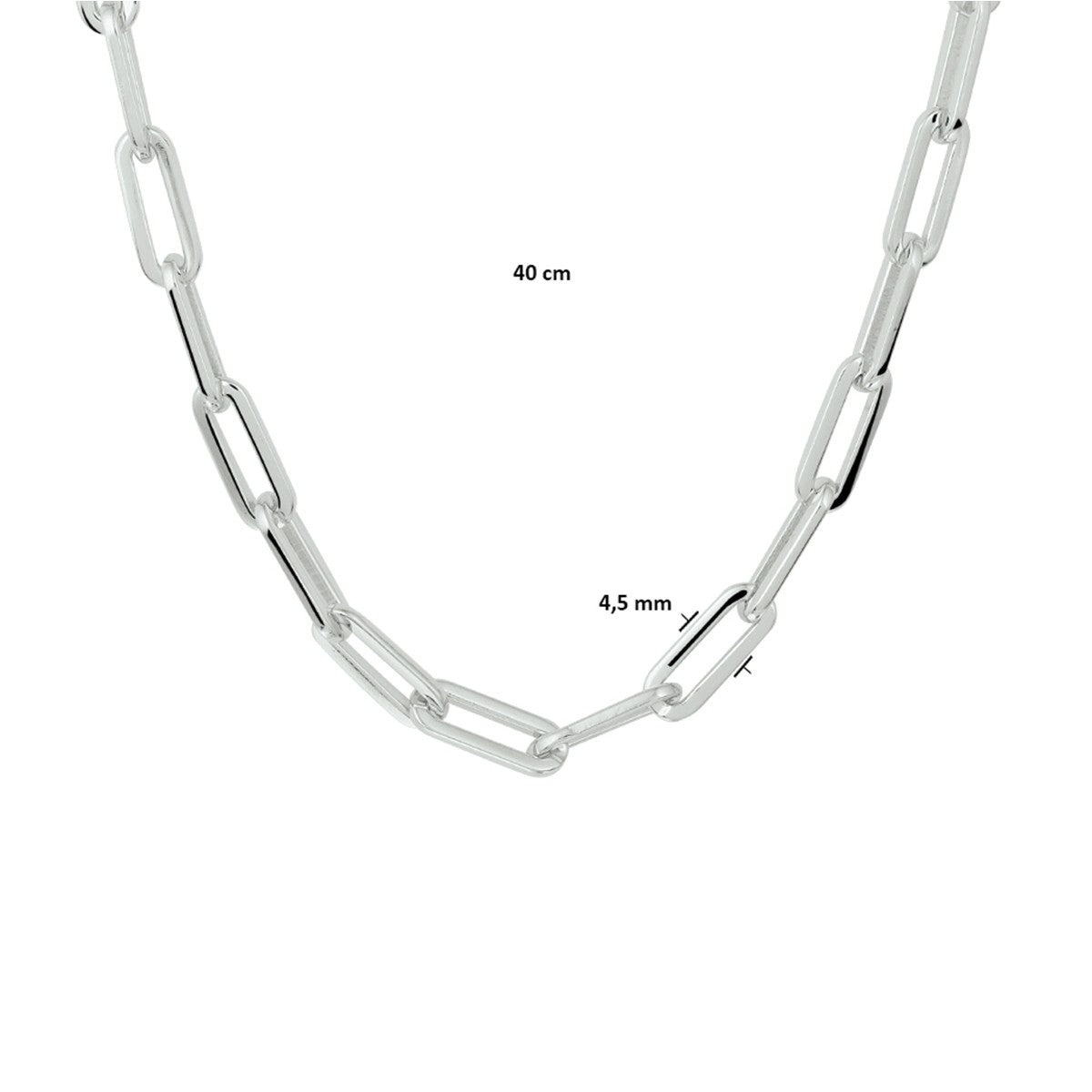Zilver Gerhodineerd Collier Paperclip Vierkante Buis 4,5 mm 1332325 - PansiteNederland.nl