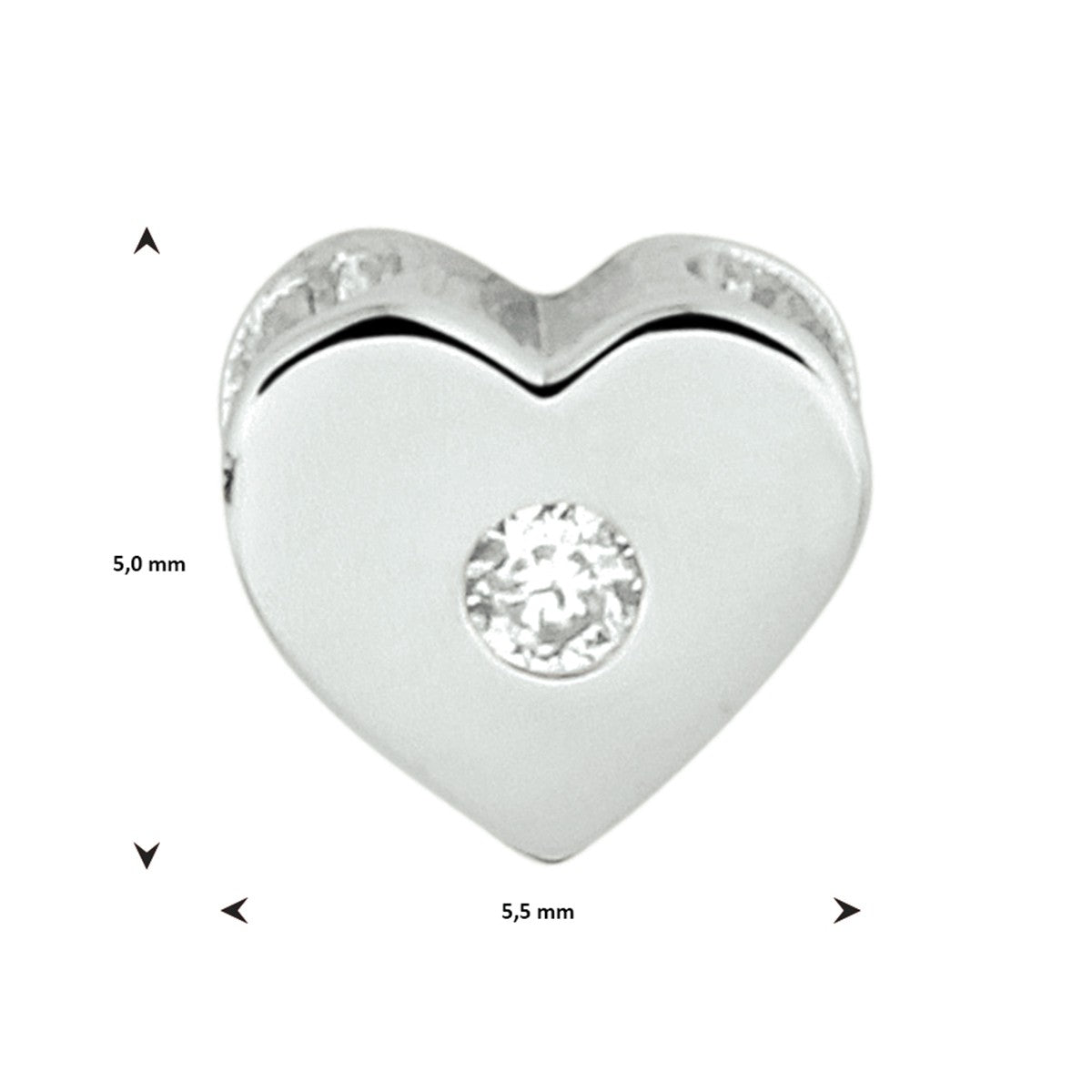zilver gerhodineerd hanger hart zirkonia 1332357 - PansiteNederland.nl