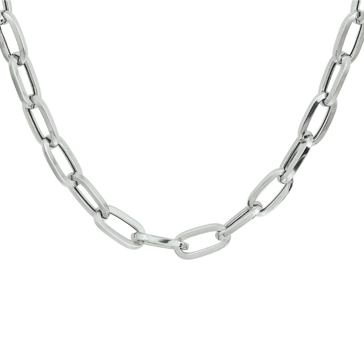 zilver gerhodineerd collier paperclip vierkante buis 6,5 mm 45 cm 1332401 - PansiteNederland.nl