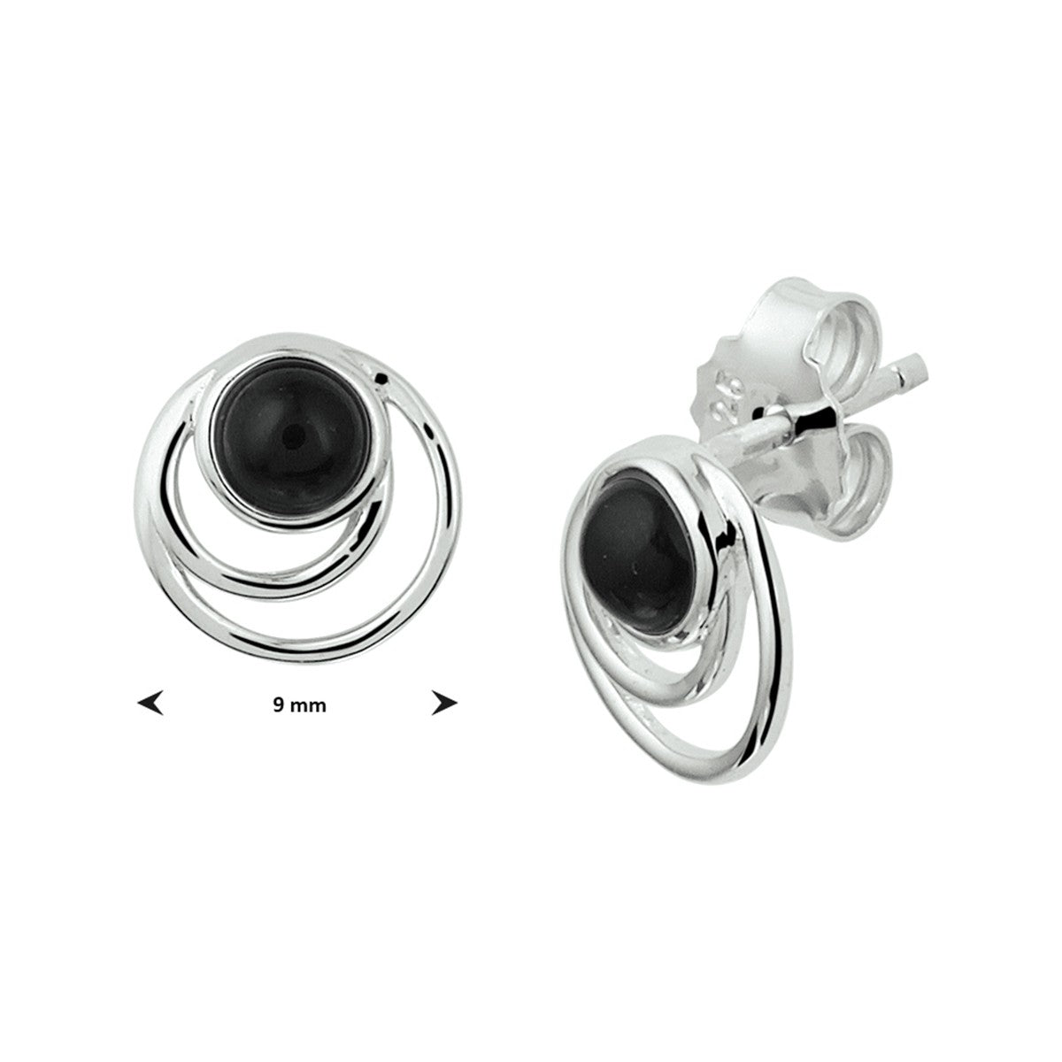 Zilver Gerhodineerd Oorknoppen Onyx 1332520 - PansiteNederland.nl