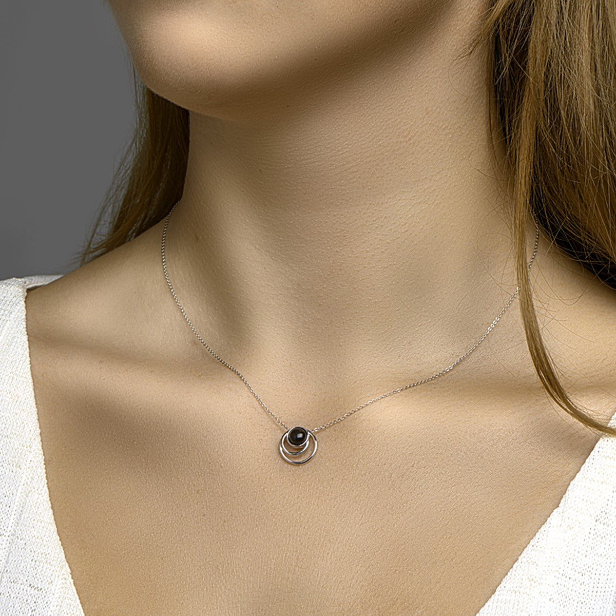 zilver gerhodineerd hanger onyx 1332521 - PansiteNederland.nl