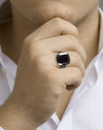Gerhodineerd Zilver Zegelring Massief Onyx 1332574 - PansiteNederland.nl