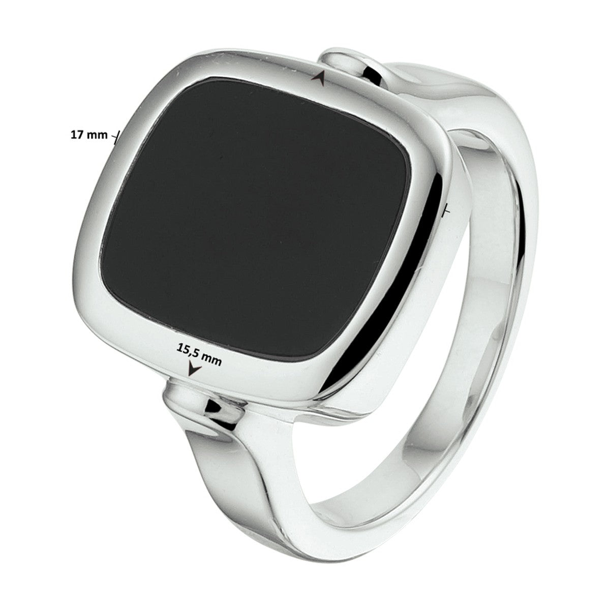 Gerhodineerd Zilver Zegelring Massief Onyx 1332574 - PansiteNederland.nl