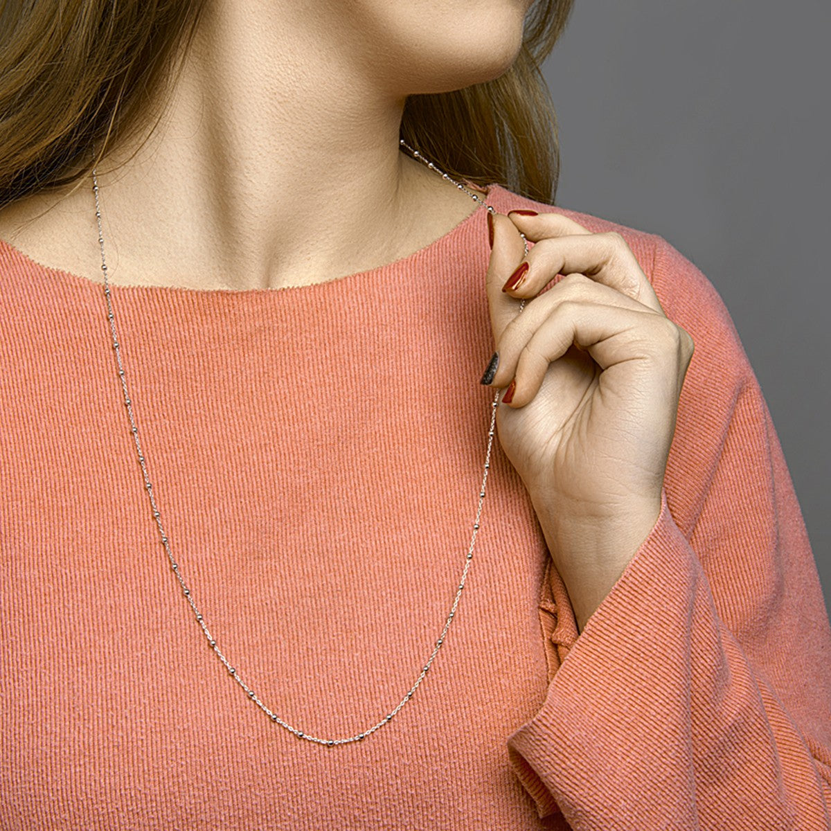 zilver gerhodineerd collier bolletjes 2,5 mm 80 cm 1332602 - PansiteNederland.nl