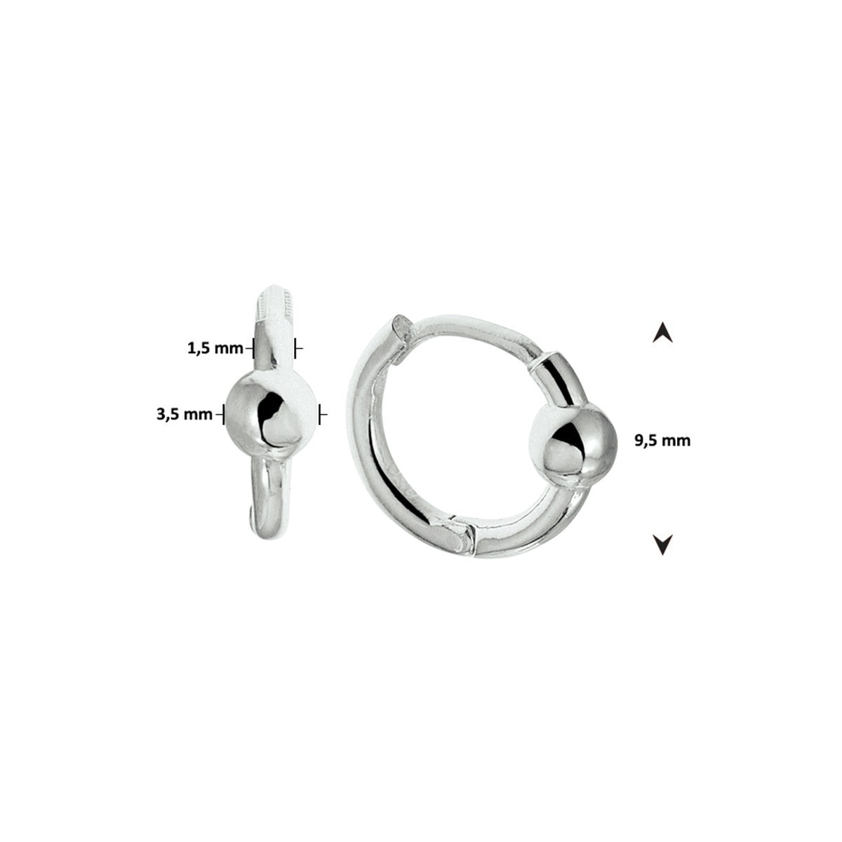 Zilver Gerhodineerd Klapoorringen Bolletjes 1332678 - PansiteNederland.nl