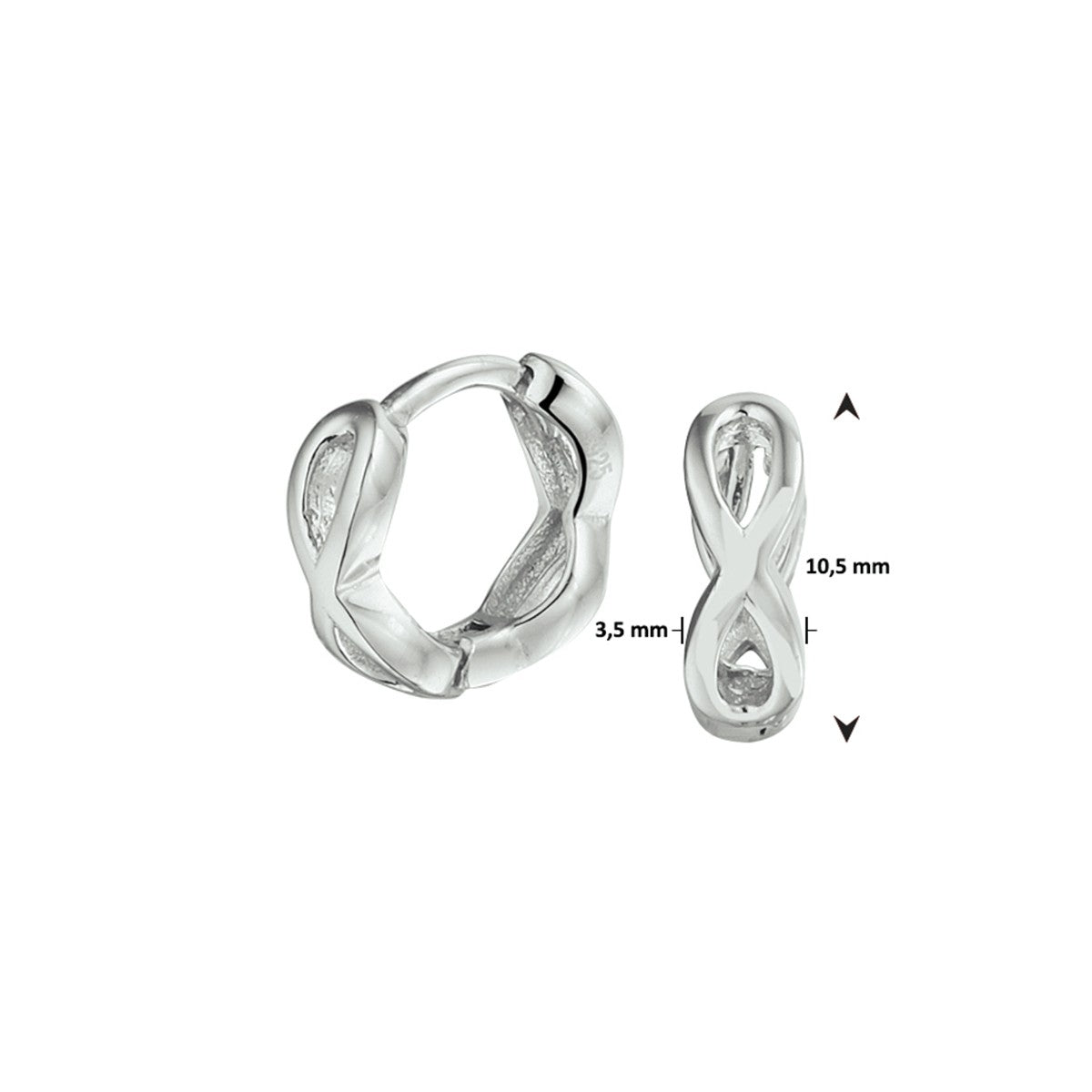 Zilver Gerhodineerd Klapoorringen Infinity 1332682 - PansiteNederland.nl