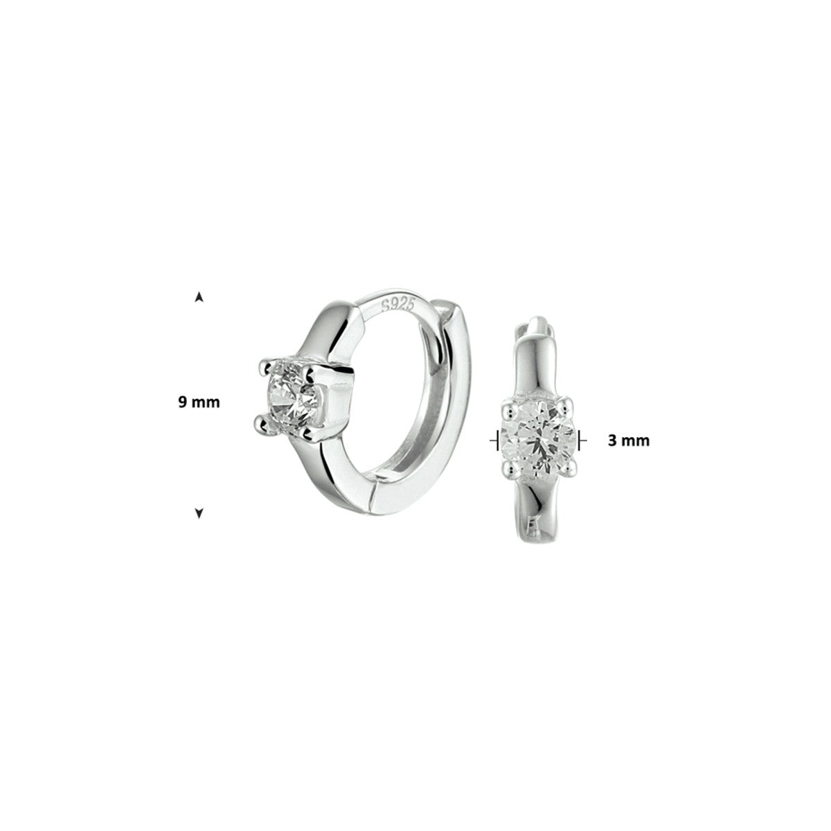 Zilver Gerhodineerd Klapoorringen Zirkonia 1332685 - PansiteNederland.nl